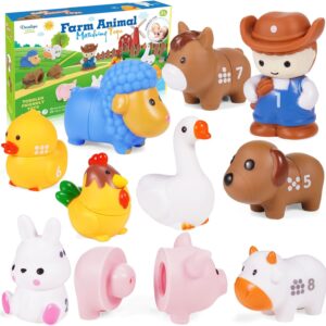 HappyKidsClub Farm Animals Toys, Childs Farm Gifts for 1-3 Year Olds Girls Kids Toys Bath Toys for 1 2 3 Year Olds Boys Girls Toddler Toys 1-3 Year Old Boy Gifts Present for 1 2 3 year old