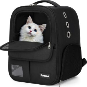 Cat Carrier Backpack,Pet Backpacks for Cats and Dogs, Foldable Portable Cat Bag with Breathable Mesh, Cog Backpack with Wide Comfortable Shoulder Straps and Handle, Holds Pets up to 6 kg,Black