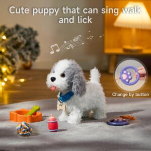 OR OR TU Walking Dog Toys for Kids, Plush Electronic Pets Dog Singing Puppy, Toy Dogs Walk and Bark on a Lead, Interactive Toys Dog for Kids 3 4 5 6 7+ Years Old Girls Boys Gift