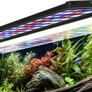 AQQA Aquarium Light, Full Spectrum Fish Tank Light for Plants with Timer Auto On/Off,Waterproof LED Aquarium Light with Extendable Brackets,5 Levels Adjustable Brightness,14 Colors