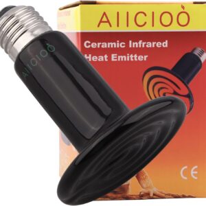 AIICIOO Terrarium Reptile Heat Lamp - Ceramic Heating Emitter Bulb for Lizards/Tortoise/Chicken Cooper Brooding Non Light Pets Rest Comfortable Screw E27 220-240V, Black (150W)