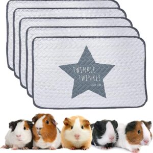 5 PCS Guinea Pig Cage Liners Washable and Reusable Pee Pads Rabbit Bed Mat Waterproof Pet Bedding Mat Strong Absorption No Shrinkage Anti-skidding for Bunny Hamster Cat Puppy Small Animals 24 * 16Inch