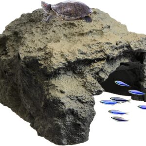 ANMOO Reptile Hideout Large Aquarium Cave Hideaway Ornament Natural Habitat Decoraiton for Gecko Spiders Frogs Lizards Fish Amphibian