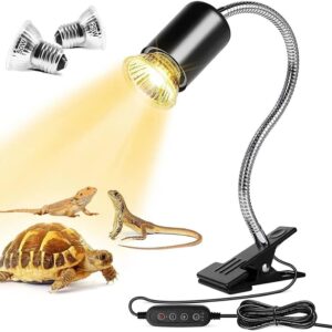 DLULTEP Reptile Heat Spotlight Light,with 25W 50W E27 UVA UVB Heat Spotlight Holder Clamp Lamp Fixture with 360° Rotating Neck for Turtle、Reptiles、Lizards、Aquarium